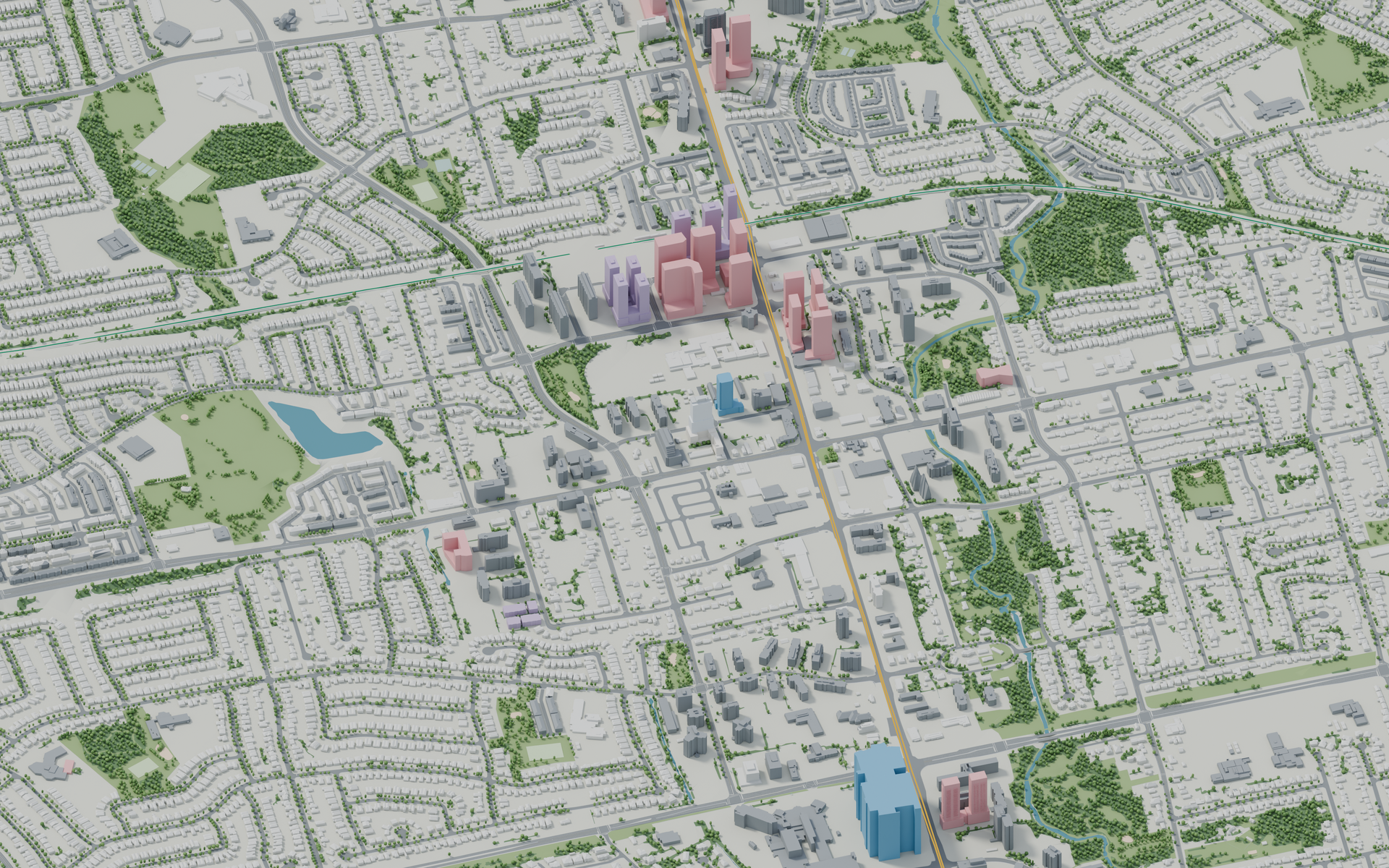 Cooksville and the Hurontario LRT corridor in the 3D city model