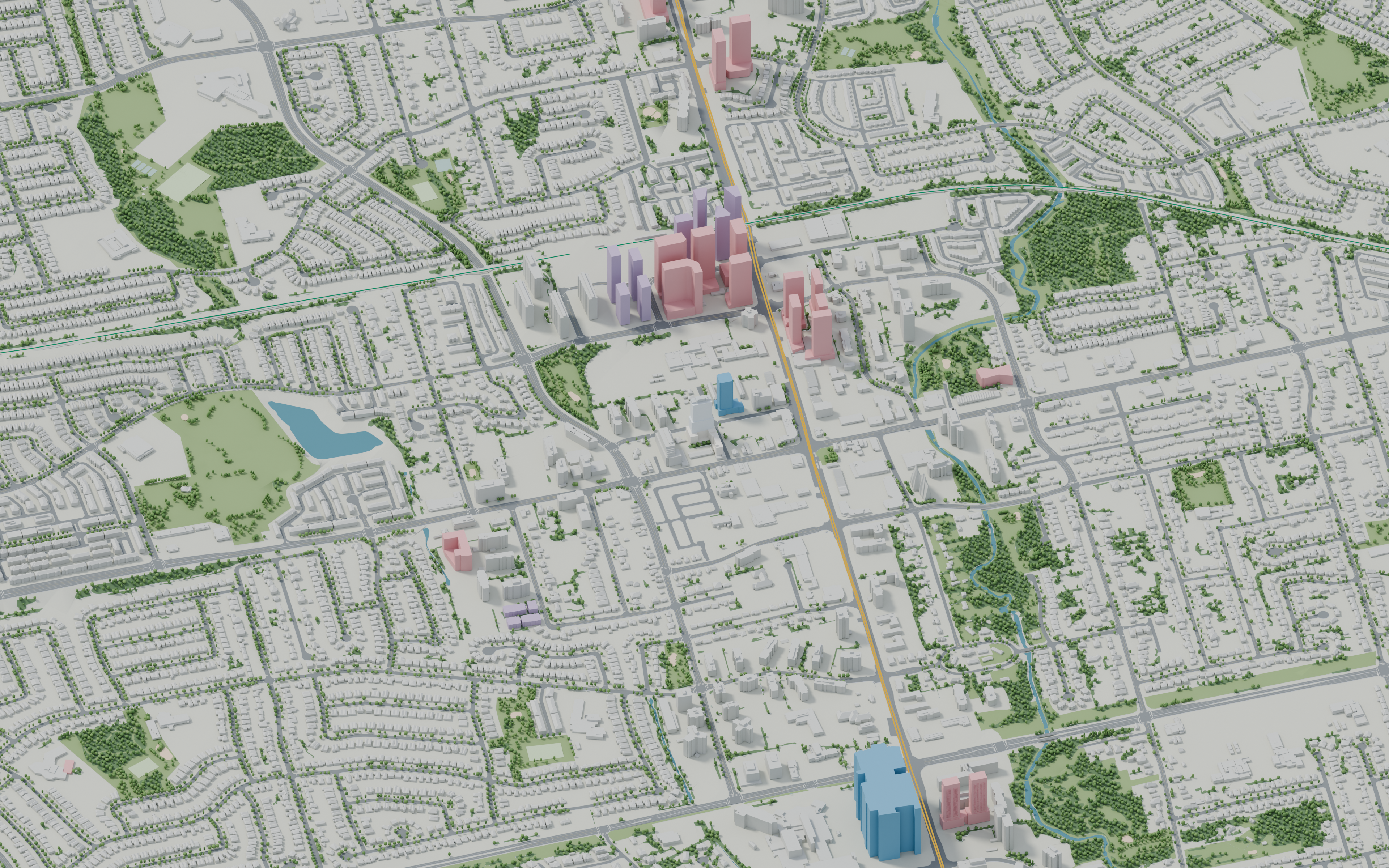 Cooksville and the Hurontario LRT corridor in the 3D city model